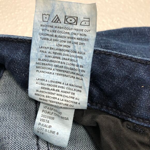 Vintage Lee Straight Leg Mid-Rise Dark Wash Blue Jeans Denim Size 8 Long Pockets - Picture 7 of 7